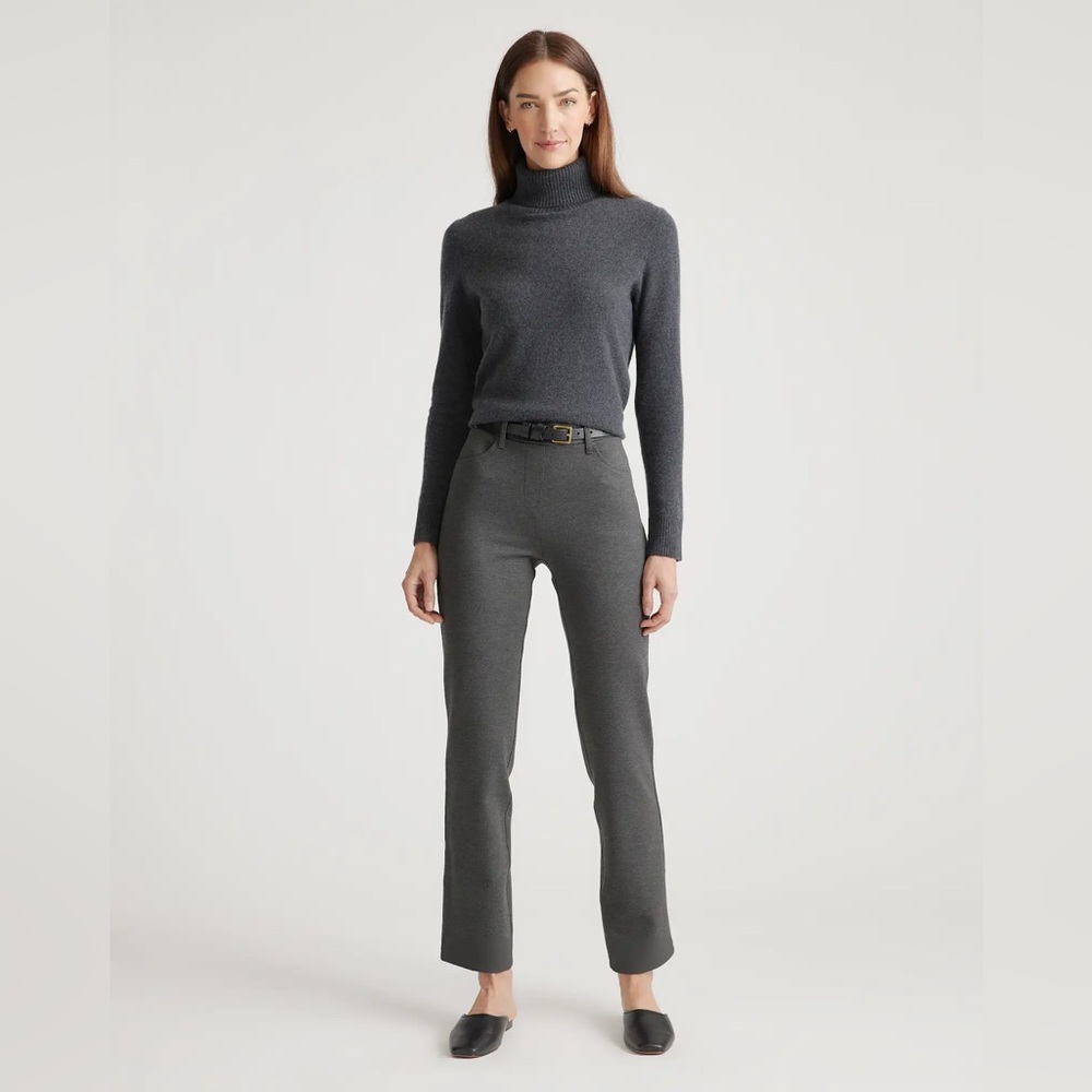 NWT Quince Women's L Charcoal Ultra Stretch Ponte Straight Leg Pants